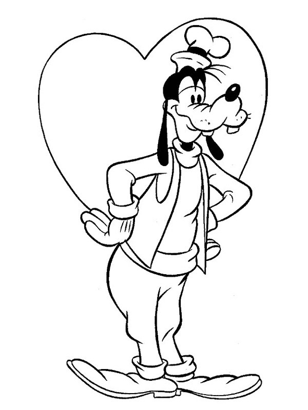 Goofy is in love Colouring page