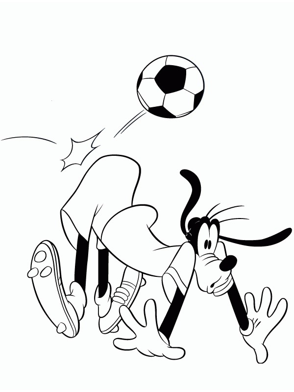 Goofy is Playing Soccer Colouring page