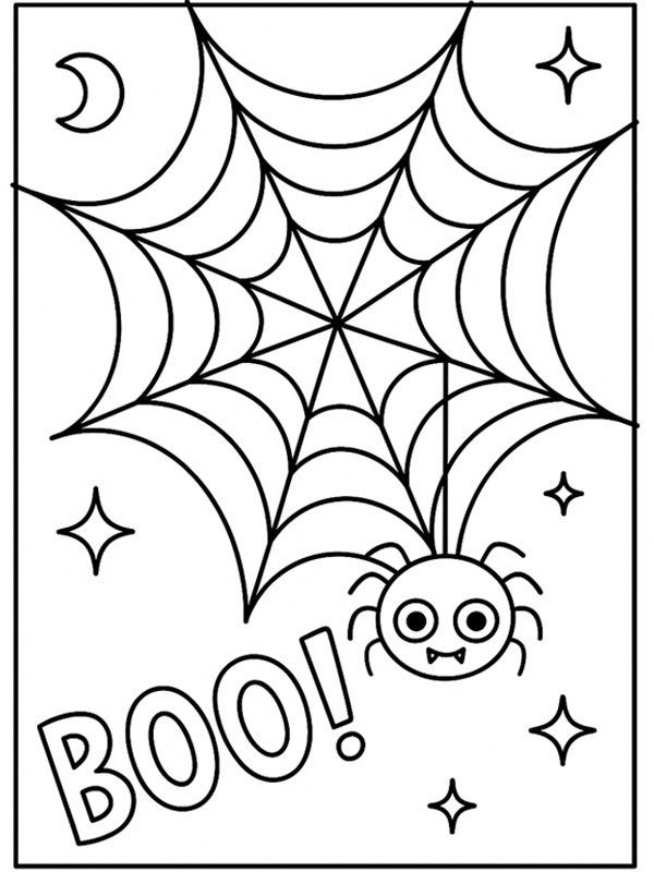 Funny spider in web Colouring page