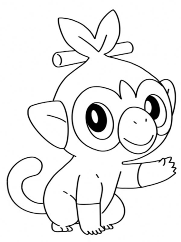 Grookey (Pok&eacute;mon) Colouring page