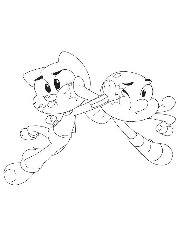 Gumball and Darwin Colouring page