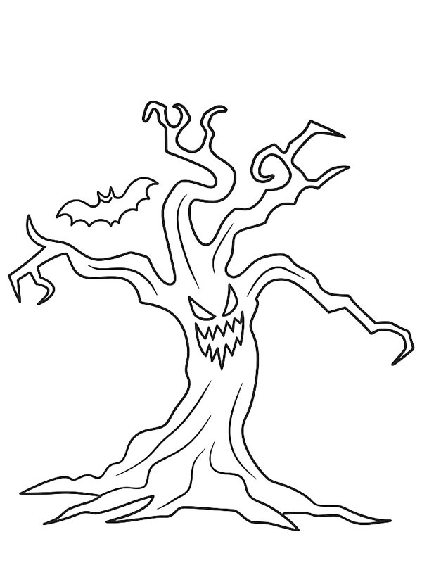 Halloween tree Colouring page