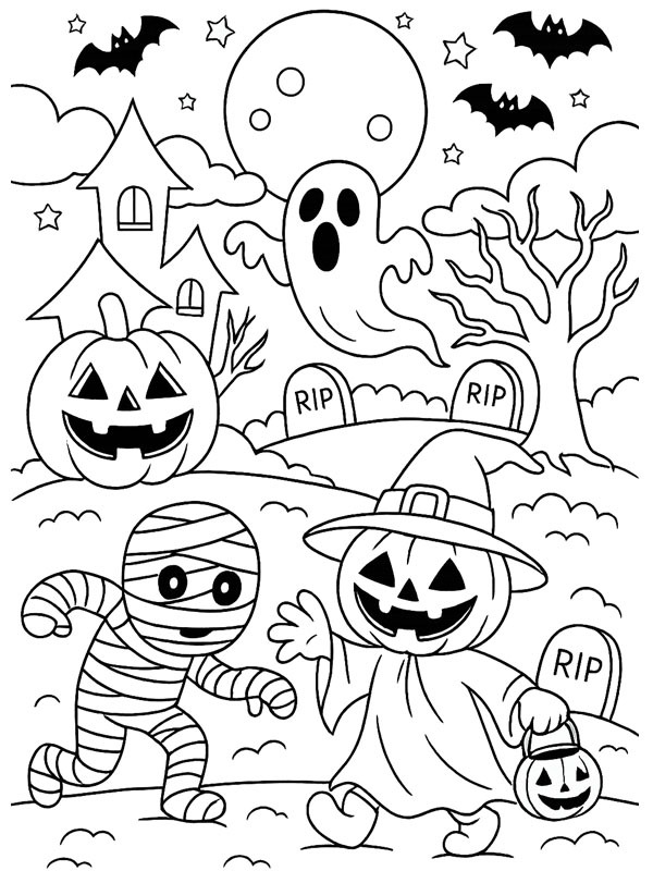 Scary Halloween Colouring page