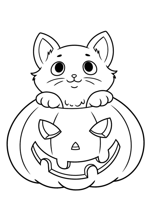 Halloween Cat Colouring page