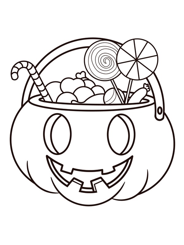 Halloween pumpkin with sweets Colouring page