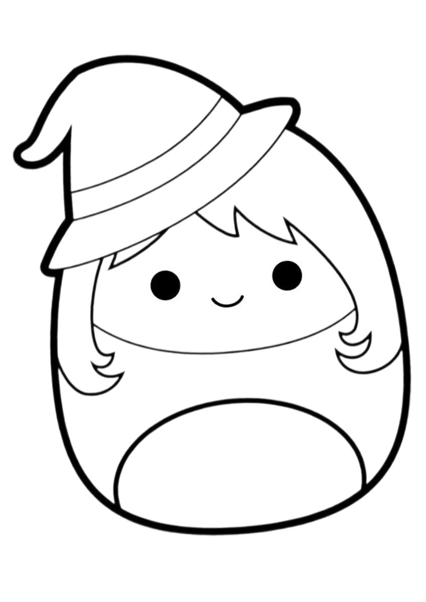 Halloween Squishmallows Witch Madeleine Colouring page