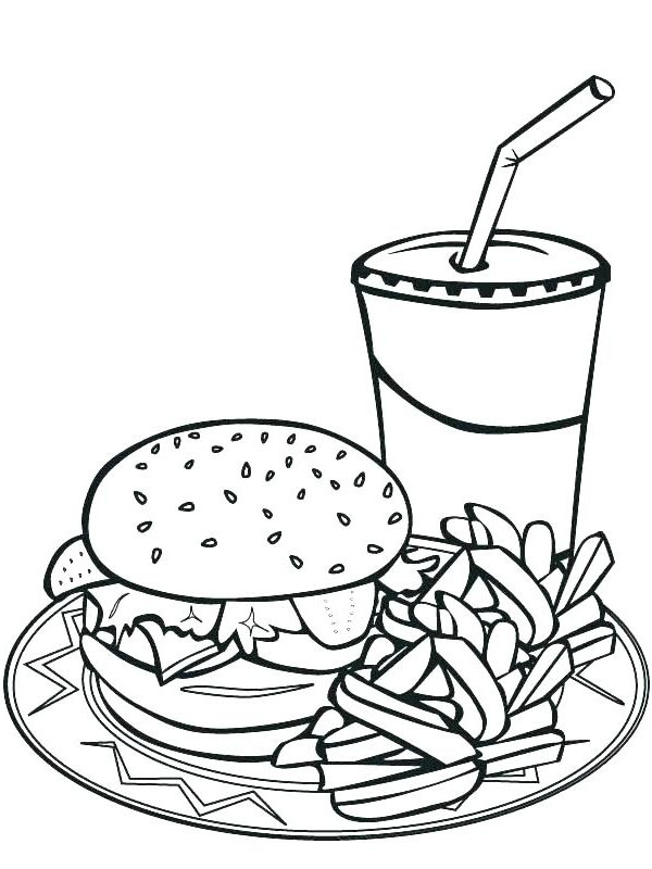 Fast Food Meal Colouring page