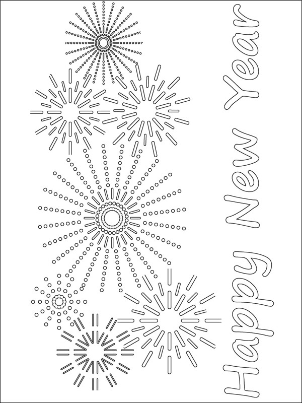 Happy New Year Colouring page