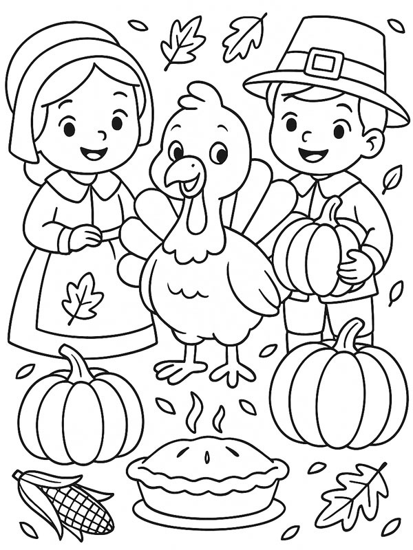 Happy thanksgiving day Colouring page