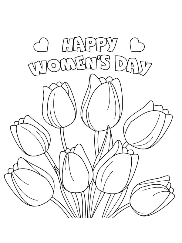 Happy women's day Colouring page