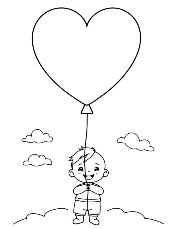 Heart balloon Colouring page