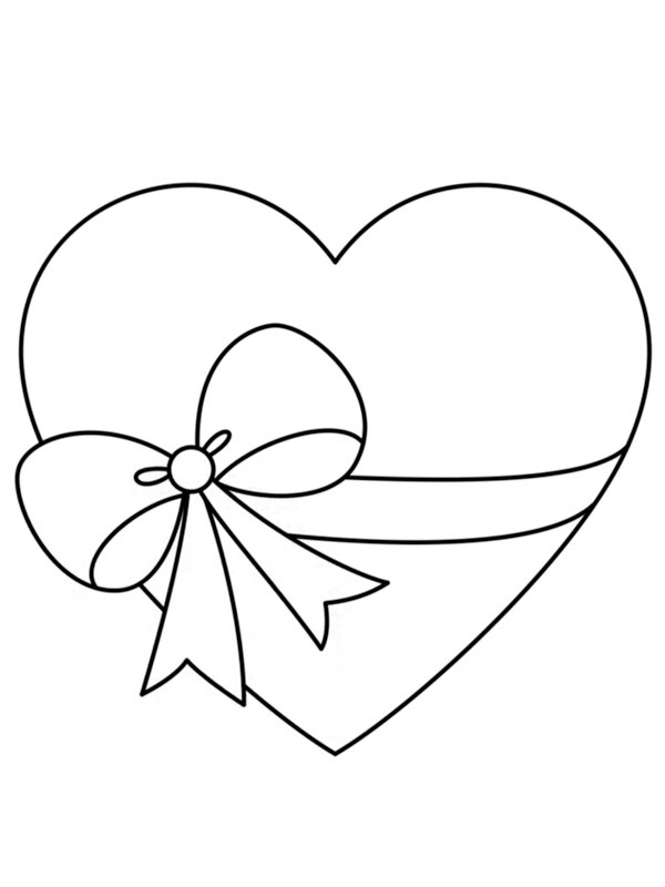 Heart with ribbon Colouring page