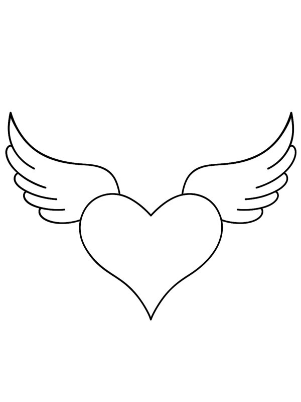 Heart with wings Colouring page
