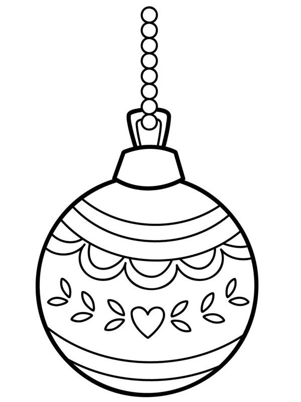 Heart christmas ball Colouring page