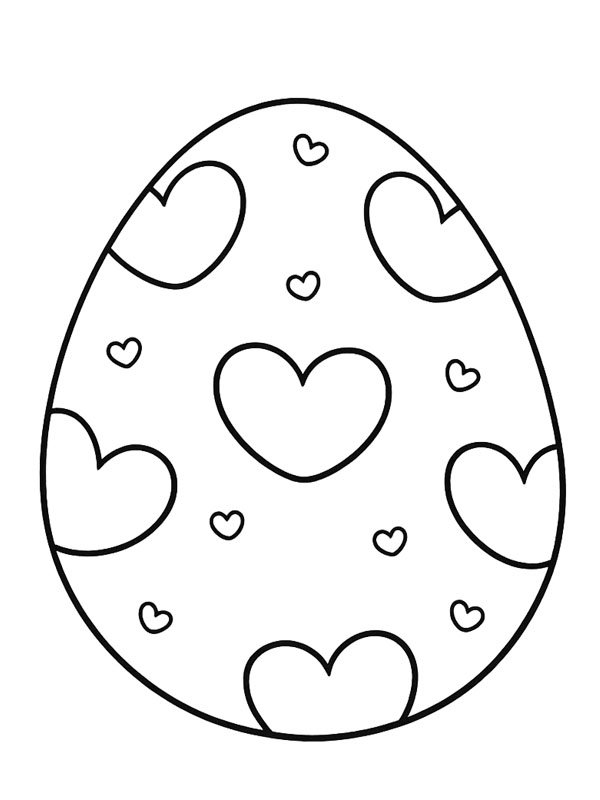 Hearts Easter egg Colouring page