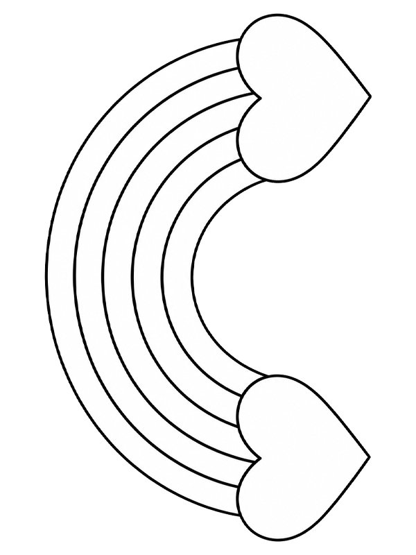 Heart rainbow Colouring page