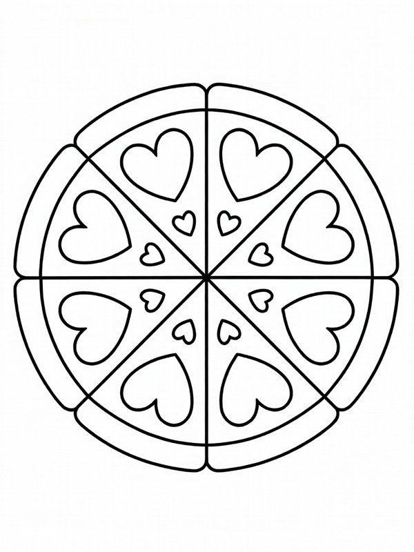 Cake with hearts Colouring page