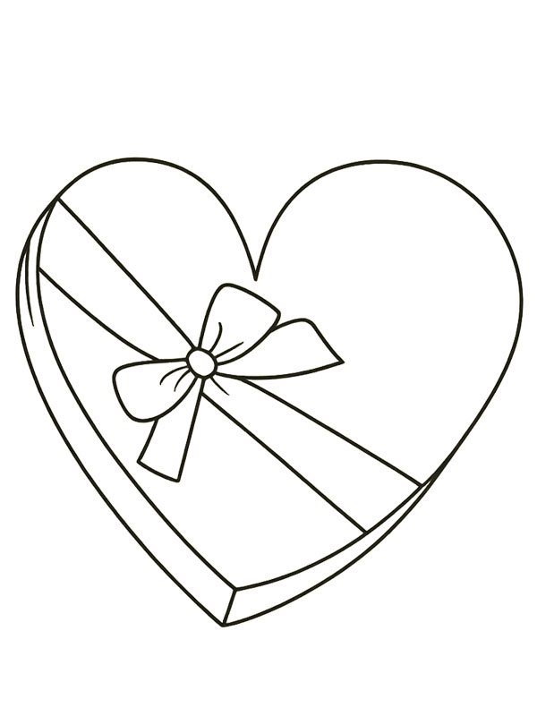 Heart shaped box Colouring page
