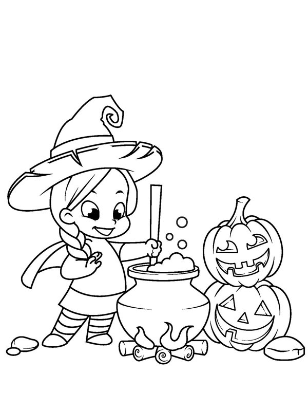 Witches' kettle Colouring page
