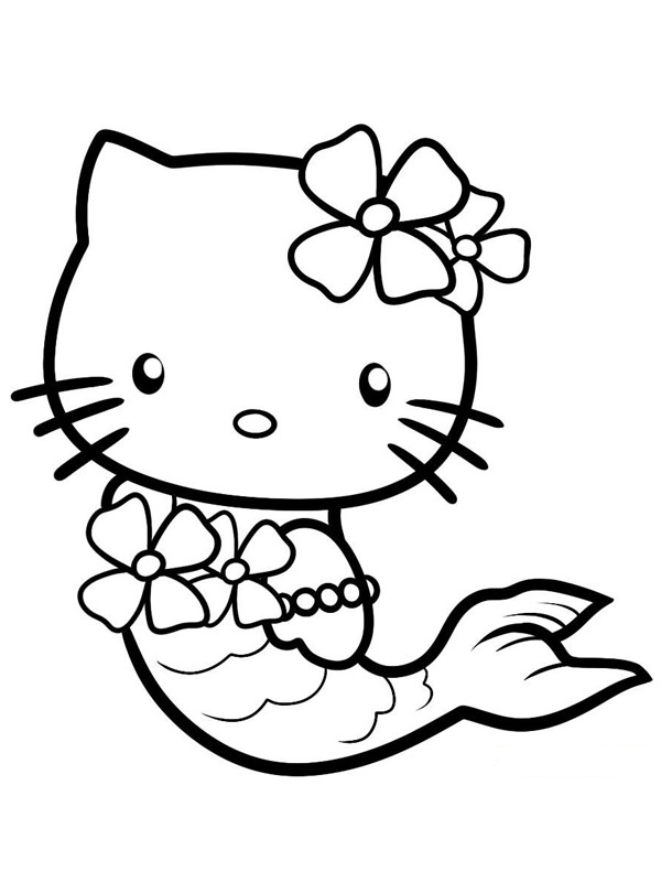 Hello Kitty Mermaid Colouring page
