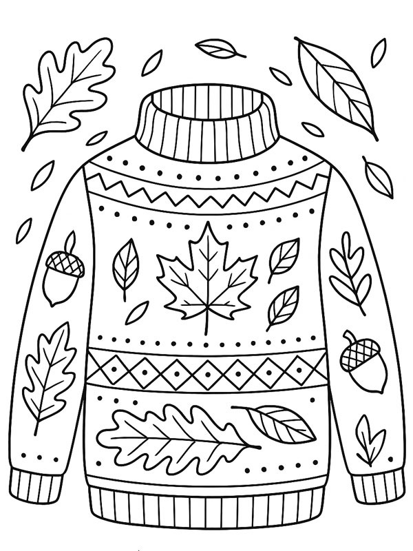 Autumn sweater Colouring page