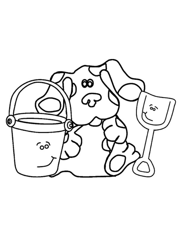 Dog blue with bucket and shovel Colouring page Dog blue with bucket and shovel Colouring page
