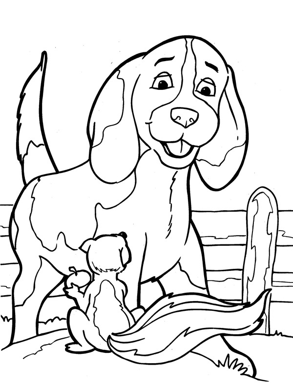 Dog and squirrel Colouring page