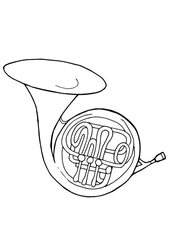 French horn Colouring page