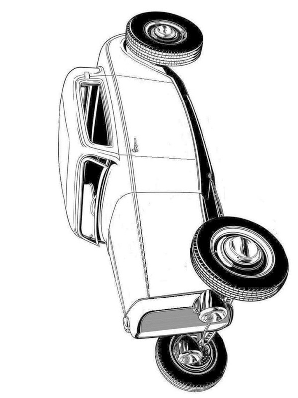 Hot rod car Colouring page