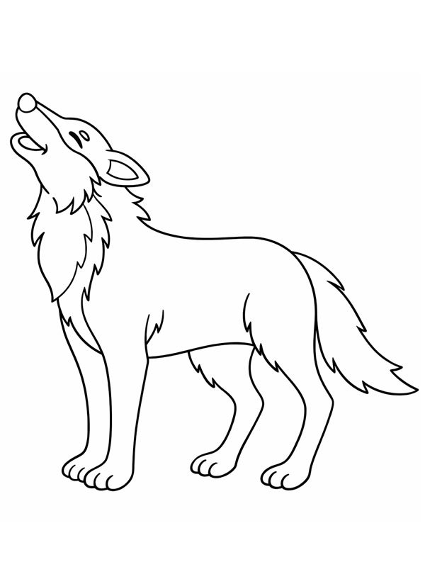 Howling wolf Colouring page