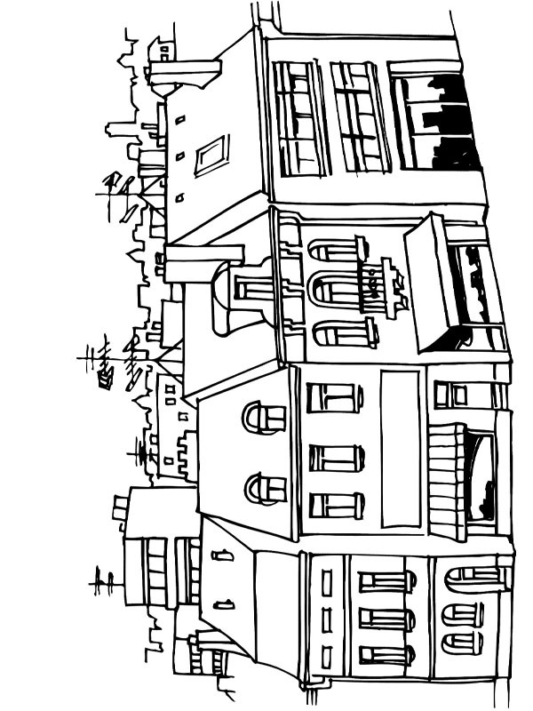 Houses in the city Colouring page