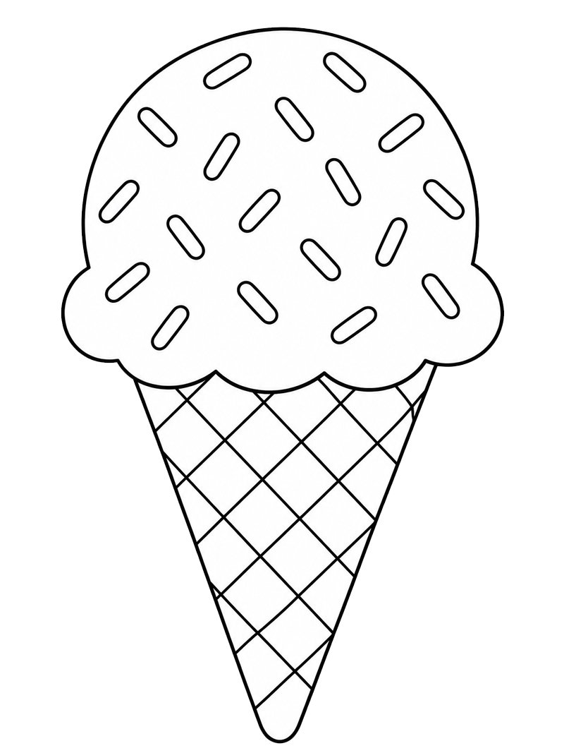 Ice Cream Cone with Sprinkles Colouring page Ice Cream Cone with Sprinkles Colouring page