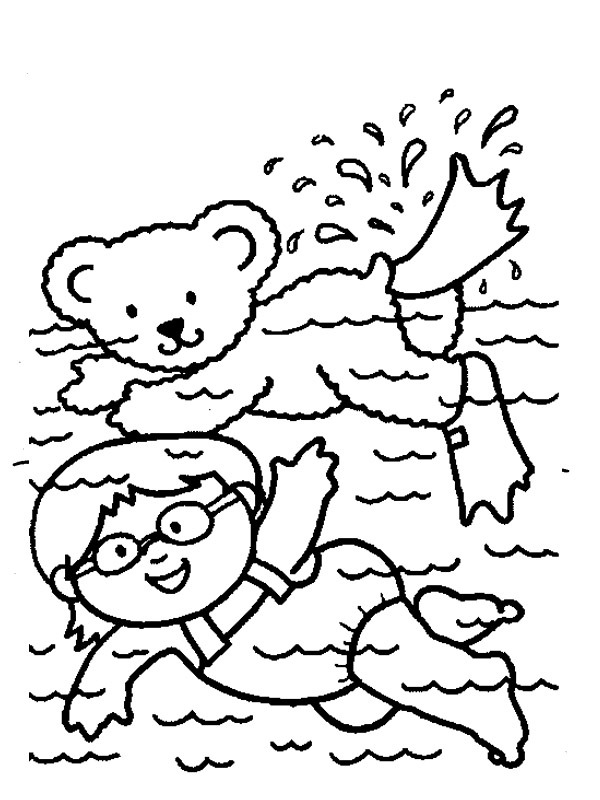 Swimming in the sea Colouring page