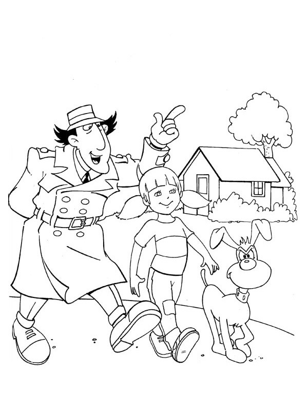 Inspector Gadget, Penny and dog brain Colouring page