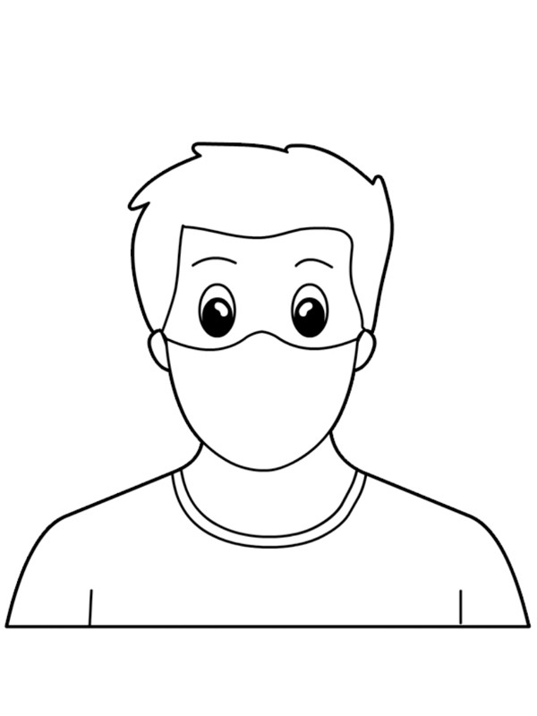 Boy using face mask Colouring page