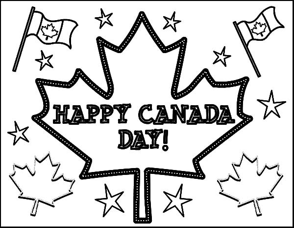 Happy Canada day Colouring page