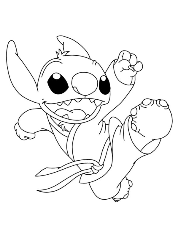 Karate Stitch Colouring page
