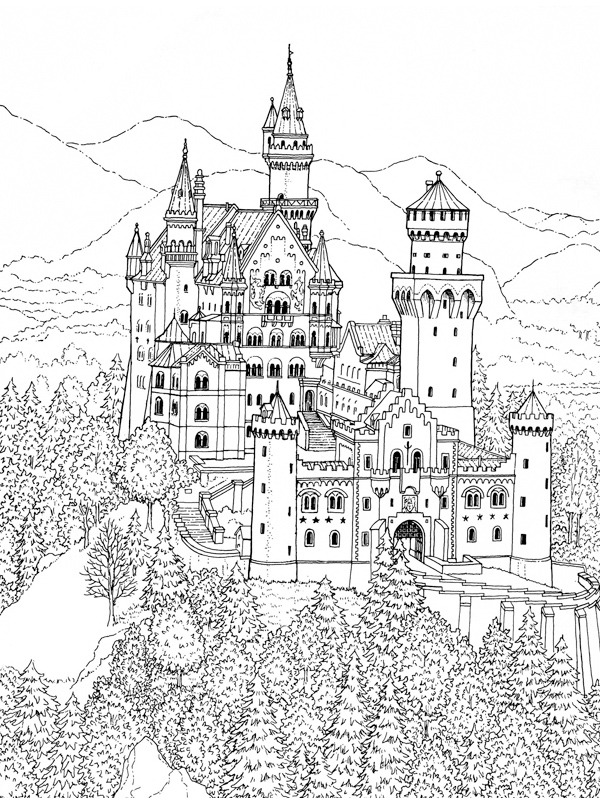 Castle for adults Colouring page