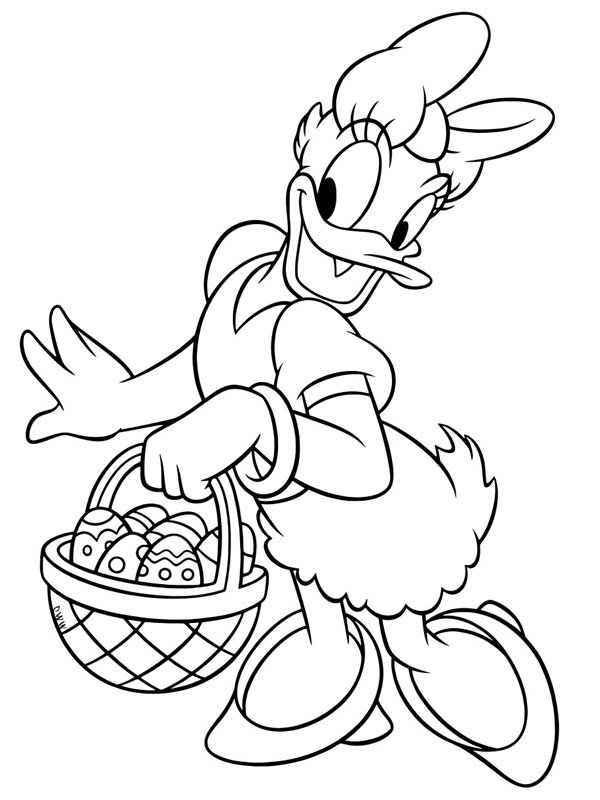 Daisy Duck with Easter basket Colouring page