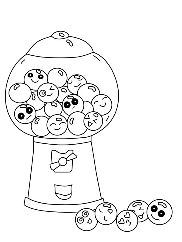 Chewing gum machine Colouring page