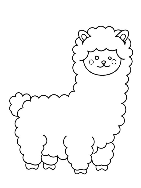 Kawaii alpaca Colouring page