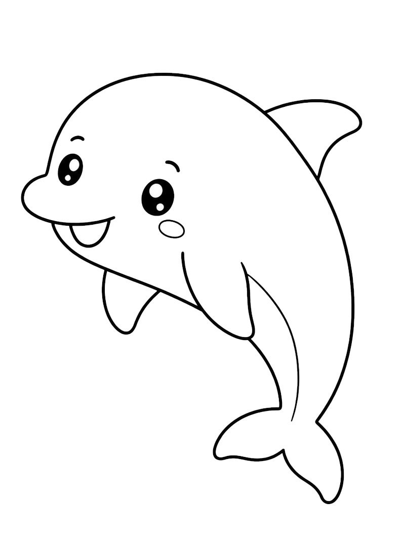 Kawaii Dolphin Colouring page