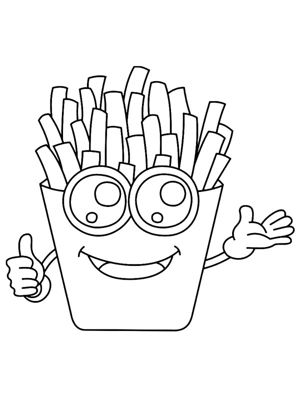 Kawaii fries Colouring page