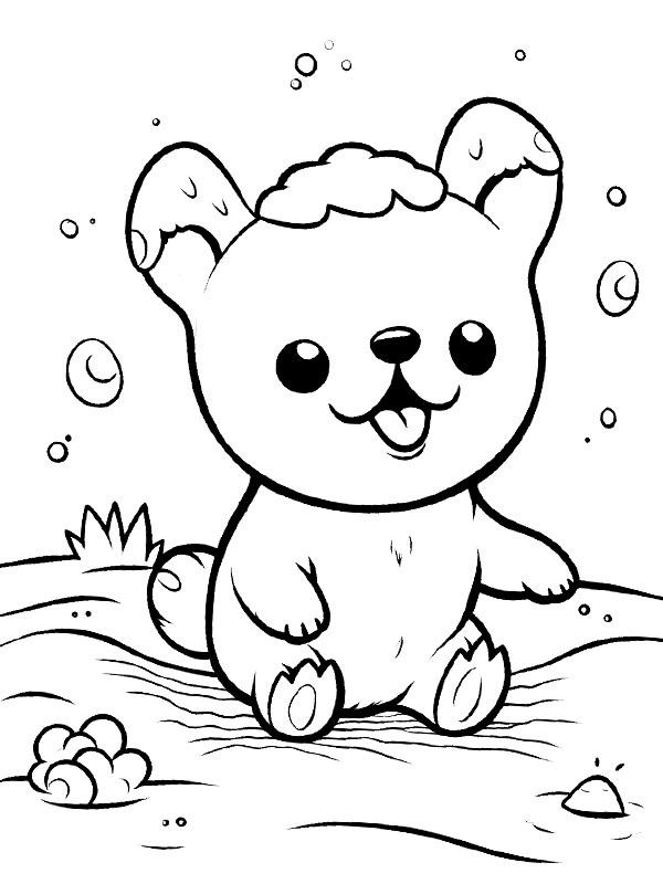 Kawaii dog Colouring page