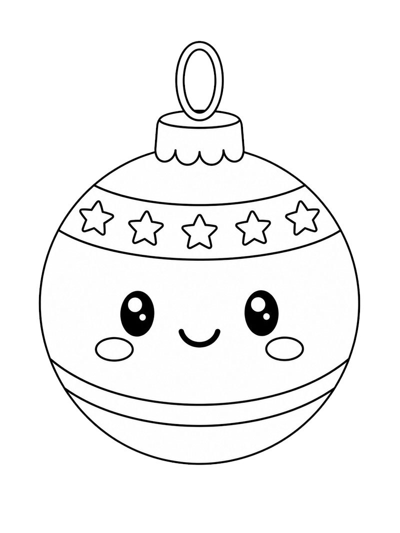 Kawaii Christmas ball Colouring page Kawaii Christmas ball Colouring page