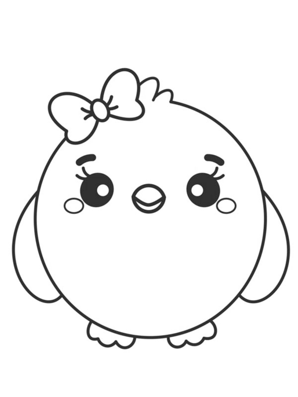 Kawaii Chicken Colouring page