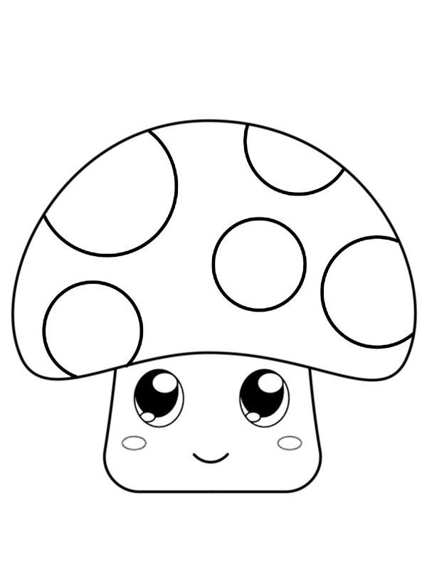 Kawaii Mushroom Colouring page