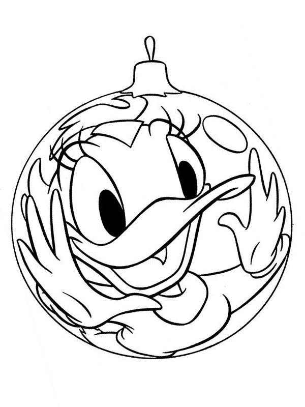 Christmas ball Daisy Duck Colouring page
