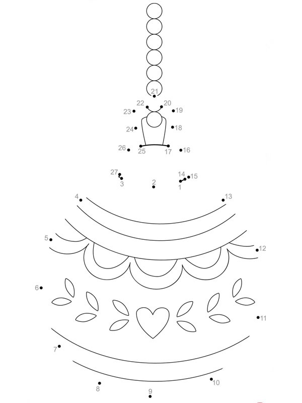 Christmas Ornament dot to dot Colouring page
