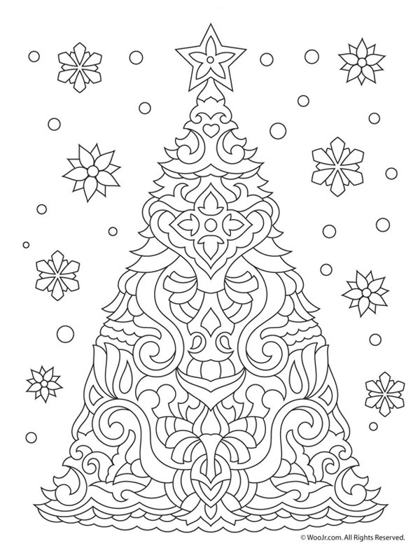 Christmas tree mandala Colouring page